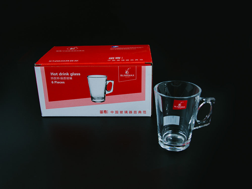 6PC SHORT BLACK GLASS S/6 KTZB39.
