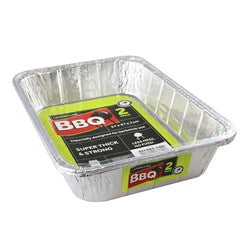 FOIL TRAY 2PK 37X28X6.5CM SHELF READY PDQ un6274