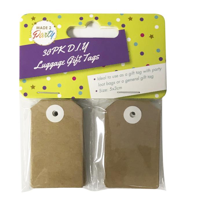 30PK Small D.I.Y Luggage Gift Tags (Brown) DUR2922