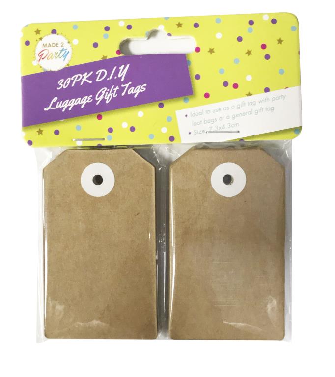 30PK Medium D.I.Y Luggage Gift Tags (Brown) DUR2923