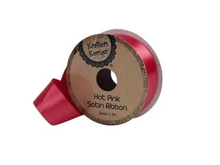 SATIN HOT PINK RIBBON25MMX3M. CRAFT 250943
