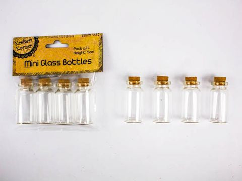 PK/4 5CM MINI GLASS BOTTLES CRAFT 161645