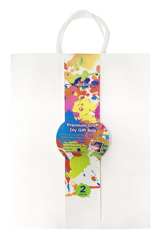 2PK White Craft DIY Gift Bag - 32CM x 45CM DUR3100