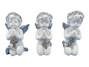 6CM PRAYING CHERUB WITH SILVER CROSS . CHERKSC