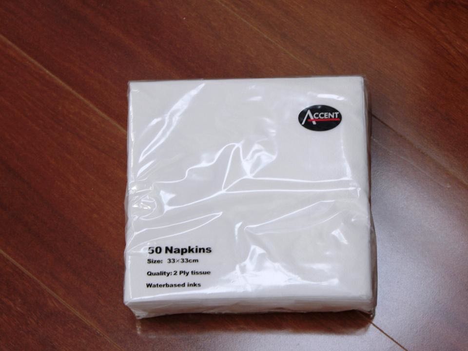 2 PLY WHITE NAPKIN 50PK 33x33cm. PAR9190