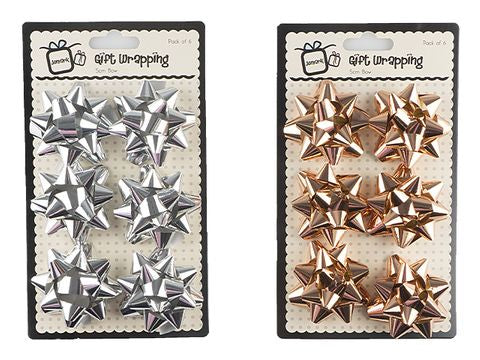 5CM METALLIC BOW - SILV+ROSE/6 BOW 255627
