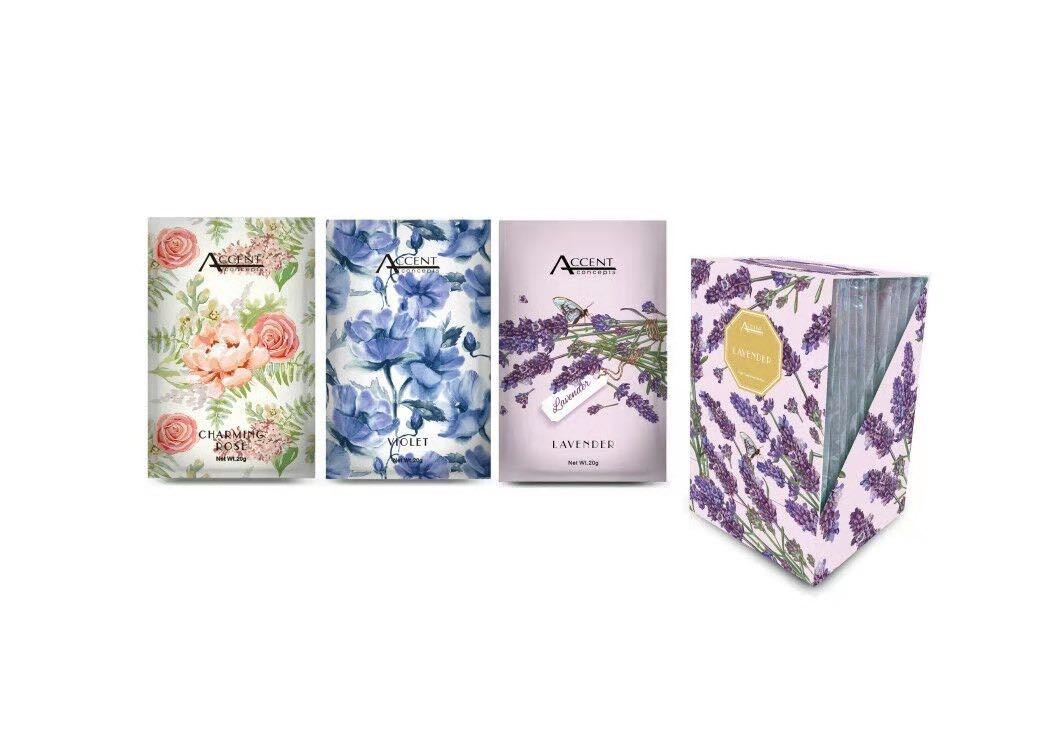 CLASSIC FLORAL SCENTED SACHET 20G PK2 3 ASST DISP. INC29714
