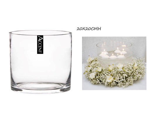 GLASS CYLINDER VASE 20X20CMH. GVA30294