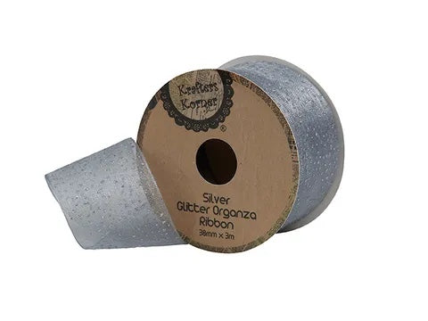 GL ORGANZA RIBBON 38MM-SILVER .CRAFT 251902