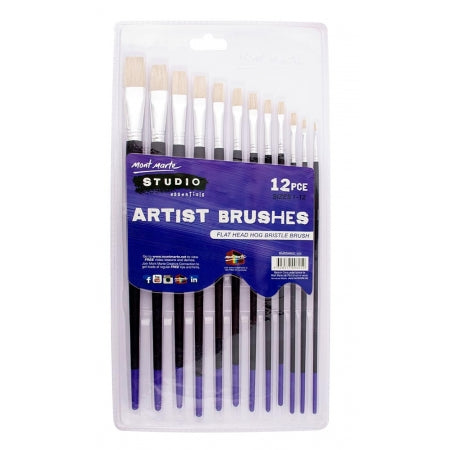MM Studio Artist Brushes 12pc Flat 1-12 BMSS0002