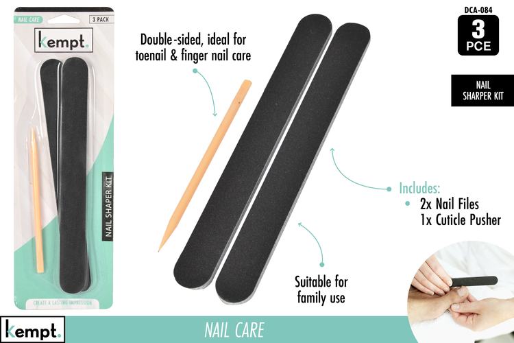3pce Nail File & Cuticle Pusher .DCA-084