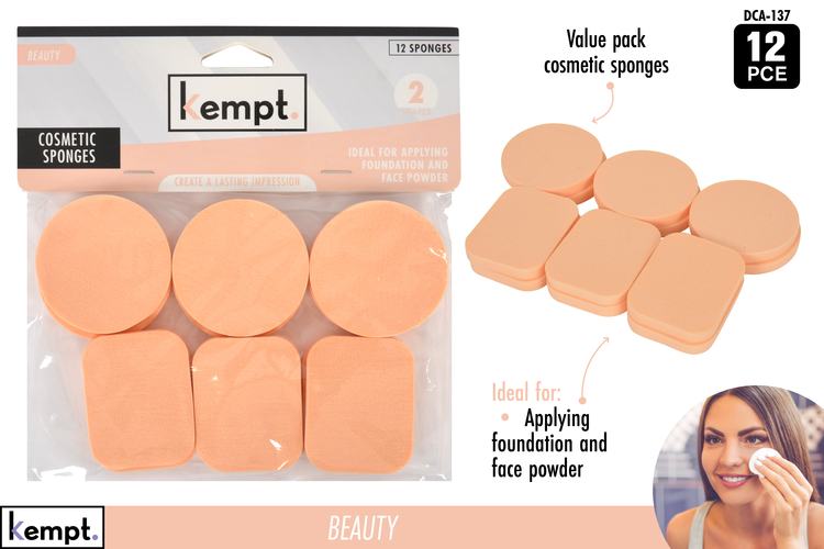 12pce Cosmetic Make-Up Sponges-Asst Size. DCA-137