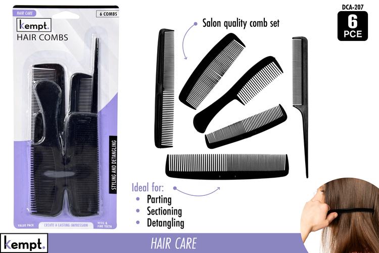 6pce Black Comb Set-Assorted Sizes. DCA-207