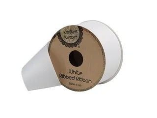 RIBBED WHITE RIBBON 38MMX3M. CRAFT 251681