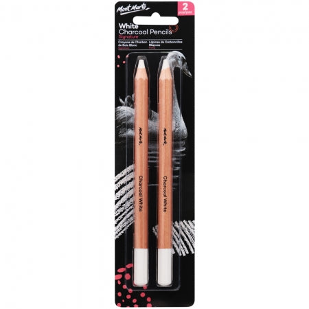 MM White Charcoal Pencils Lge Hex 2pc MPN0097