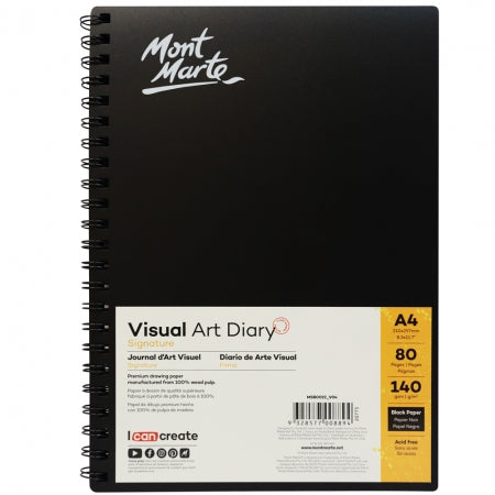 MM Visual Art Diary Black 140gsm A4 80page MSB0022