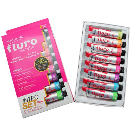 MM Fluro Acrylic Paint Intro Set 8pc x 18ml PMFL8181