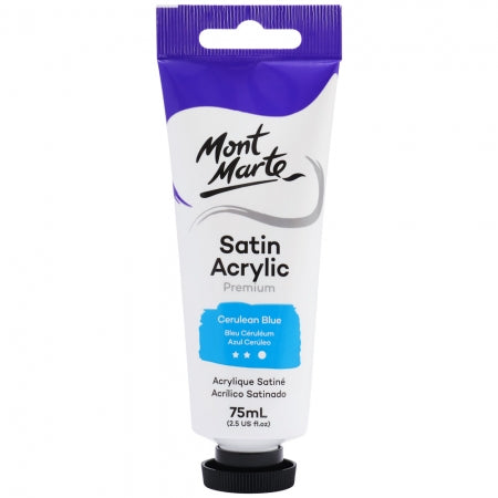 MM Satin Acrylic 75ml - Cerulean Blue .PMSA7517