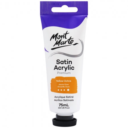 MM Satin Acrylic 75ml - Yellow Ochre. PMSA7525