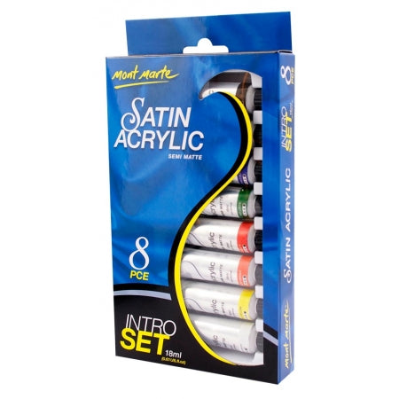 MM Satin Acrylic Paint Intro Set 8pc x 18ml PMSA8181