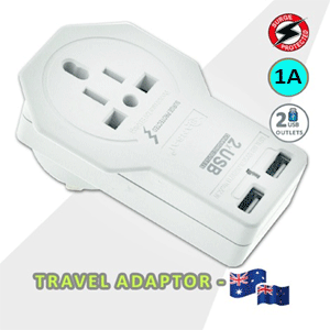 Sansai Universal Travel Adaptor w/ 2 USB Charging Ports Outlet AU/USA/UK/Asia STV-902USB