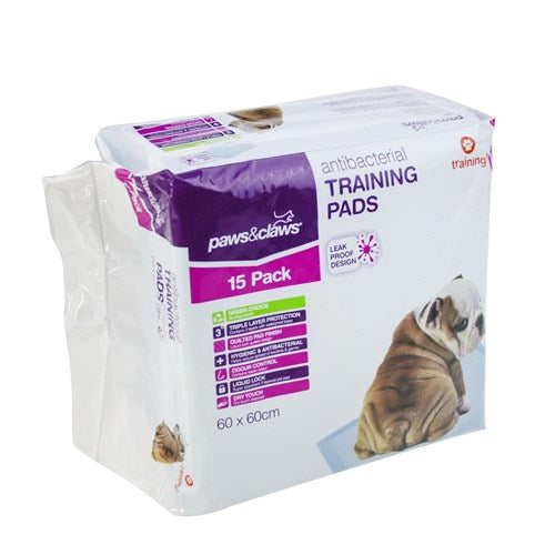 TRAINING PADS 15PK ANTIBACTERIAL 60X60CM UN4133