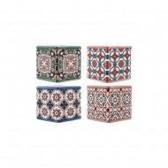 POT FLOWER SQ W/PTN 4ASS7.5X7.5CM  CP99634S