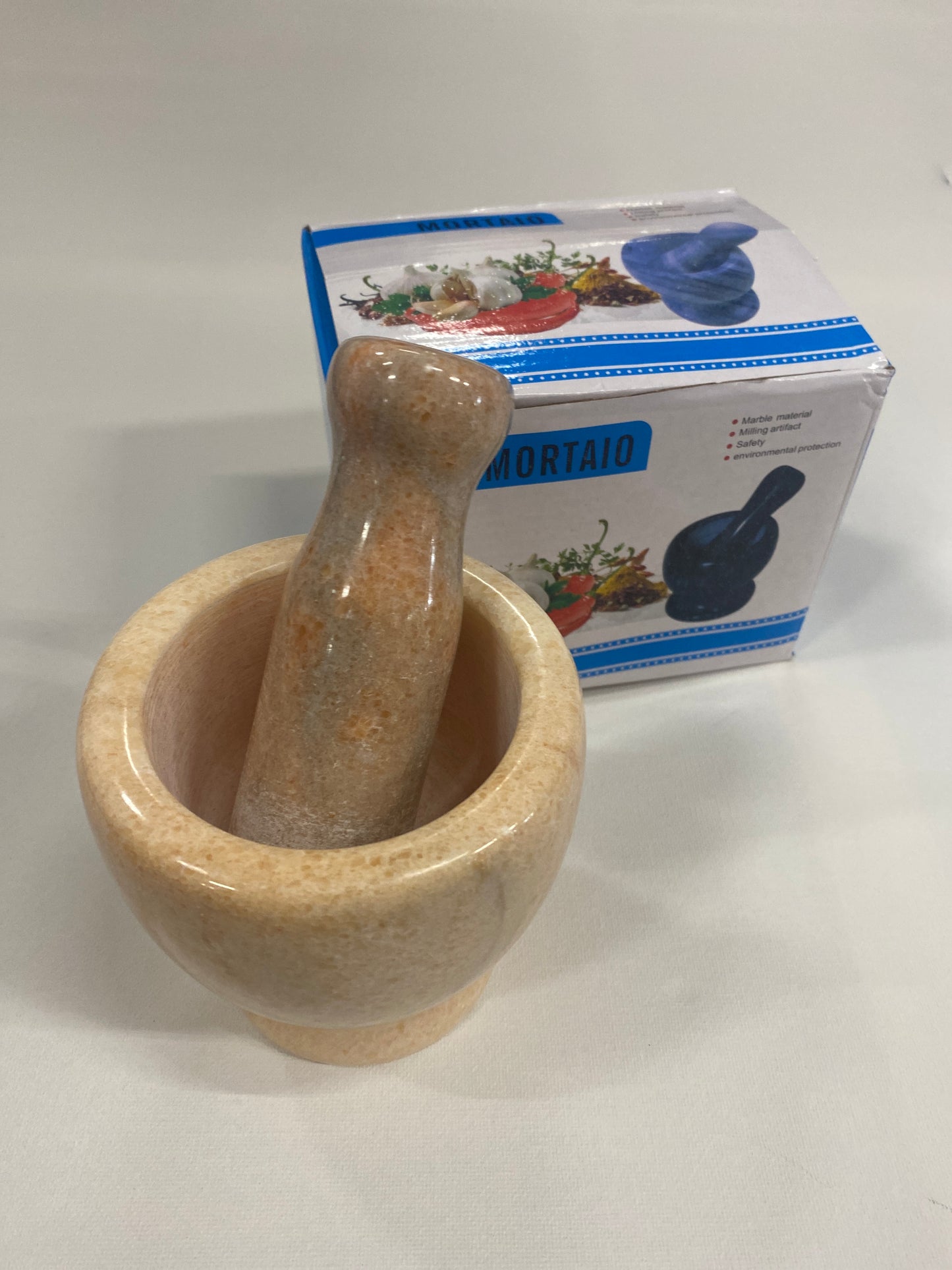 POLISHED GRANITE MORTAR & PESTLE 11 x11cm. 66516