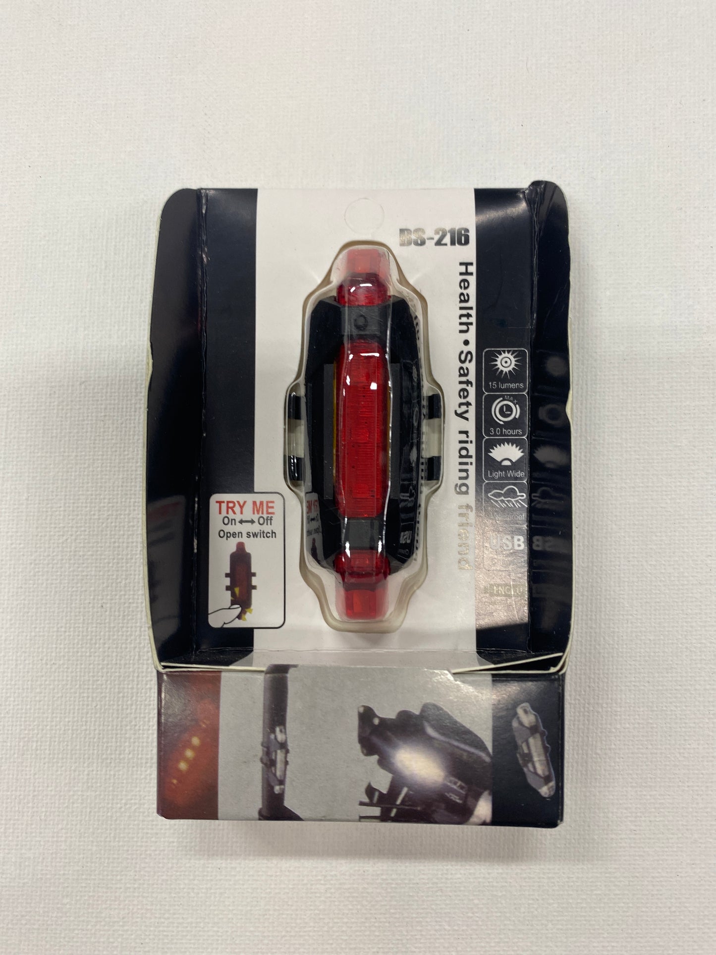 Bicycle Light Rechargable Red 3365