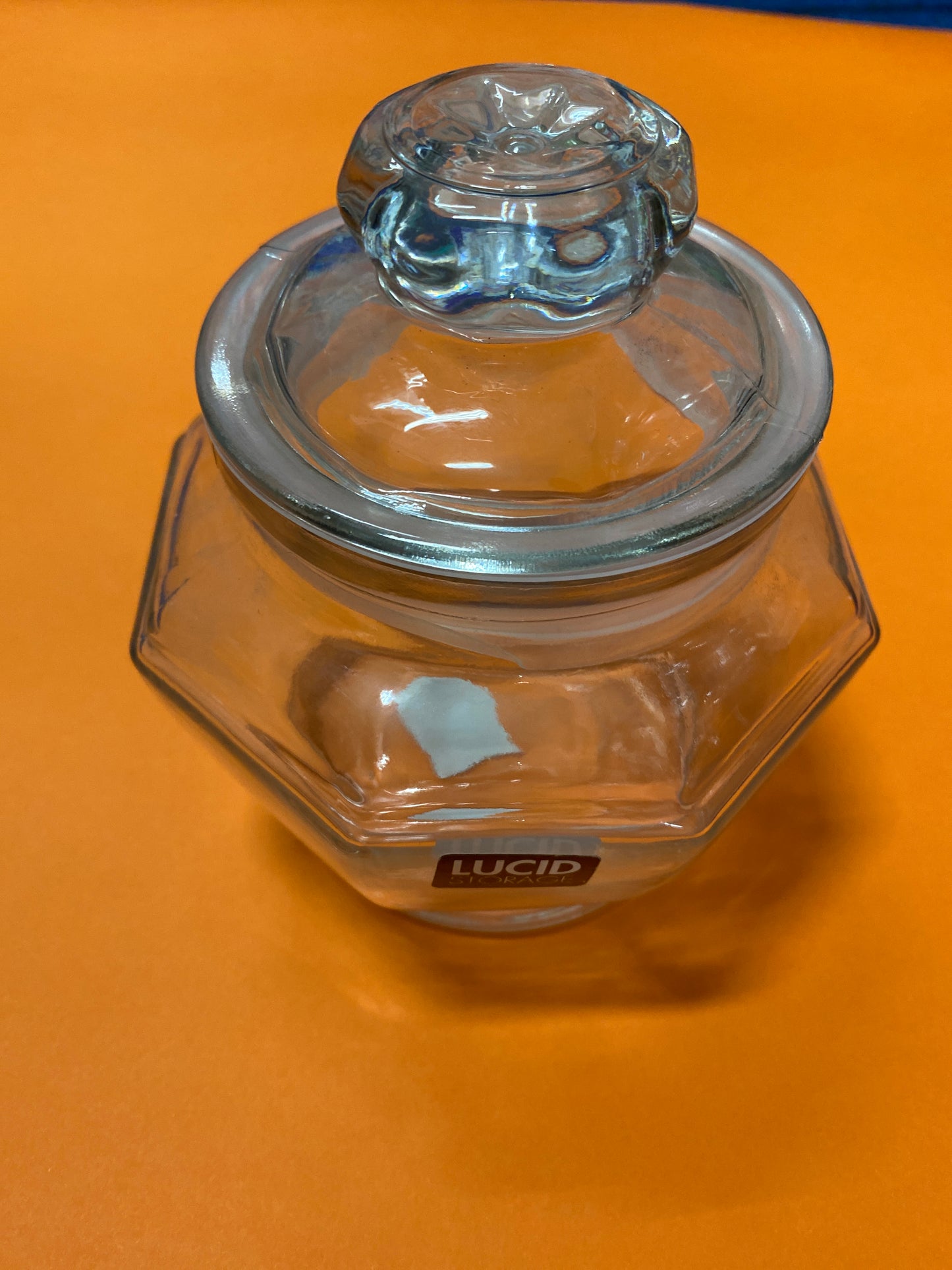 Glass Octagon Jar 14 x 14cmh. Gj70398