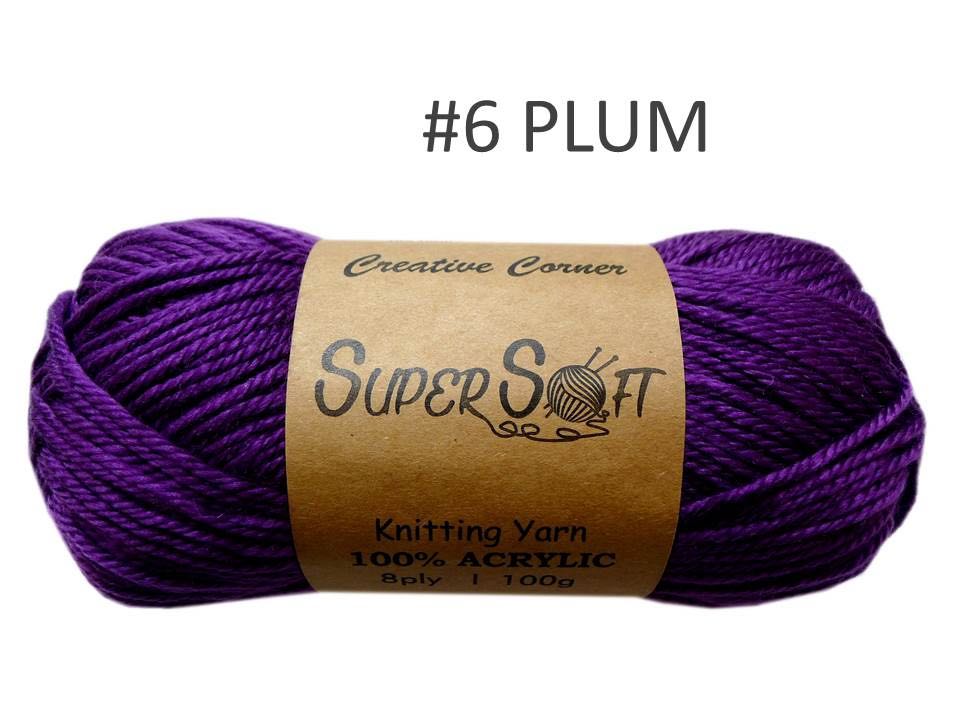 #6 PLUM SUPER SOFT KNITTING YARN 100% ACRYLIC .CRA20850