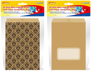Retro Brown Kraft Paper Candy Bags - 18CM x 12.5CM - 30PK  DUR3156