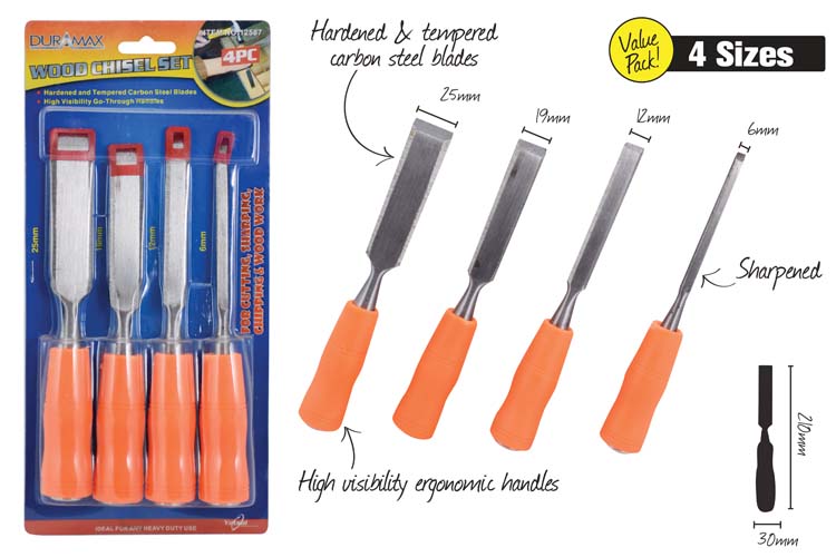 4pce Wood Chisel Set-6/12/19/25mm  12587