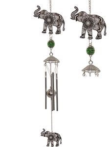 SILVER MANDALA ELEPHANT WIND CHIME. ELESSILWC