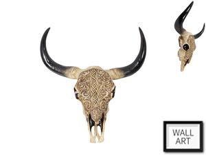 33CM BLACK AND GOLD COW SKULL.COWSKUBG