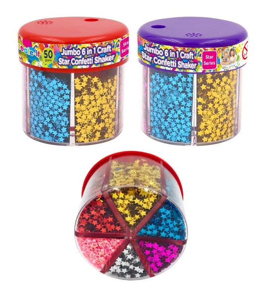 Jumbo 6 in 1 Craft Star Confetti Shaker-Star Series  DUR4096