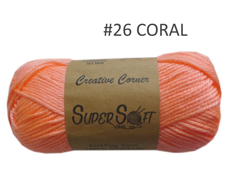 #26 CORAL SUPER SOFT KNITTING YARN 100% ACRYLIC. CRA20870