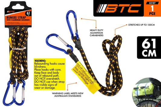 1pce Bungee Strap w/Carabiner Hook-61cmL  22187