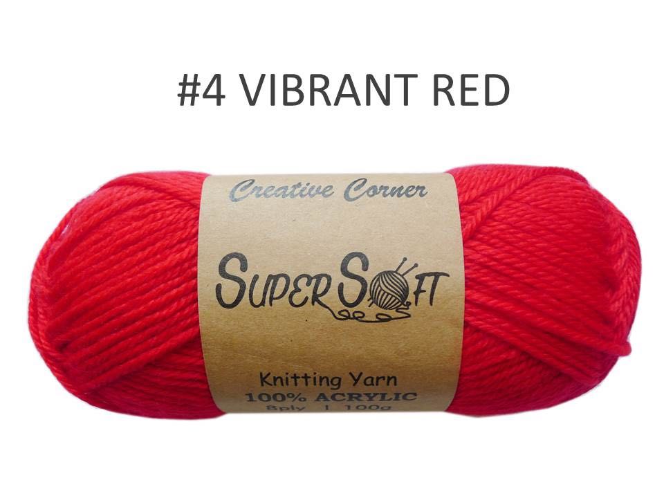 #4 VIBRANT RED SUPER SOFT KNITTING YARN 100% ACRYLIC. CRA20848