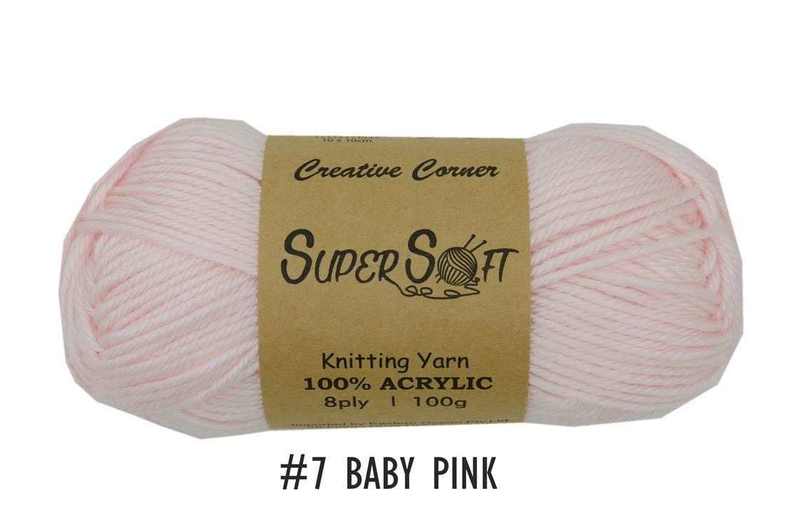 #7 BABY PINK SUPER SOFT KNITTING YARN 100% ACRYLIC. CRA20851