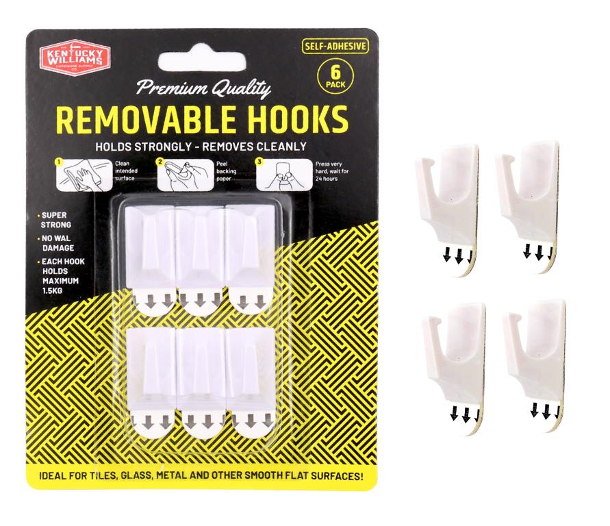 Adhesive Removable Hooks (Small)-6PK  DUR1280