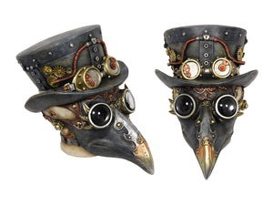 17CM STEAMPUNK SKULL WITH BIRD MASK. SKUSTBM