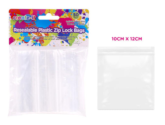 Resealable Plastic Bags 10CM x 12CM-50PK  DUR5474