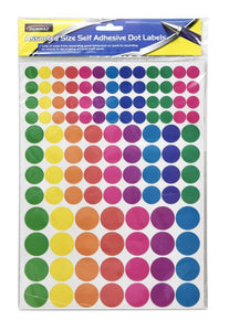 Assorted Size Coloured Self Adhesive Dot Labels  DUR1537