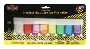 8PK Plastic Key Tags with Plastic Wall Mount Holder  DUR1543