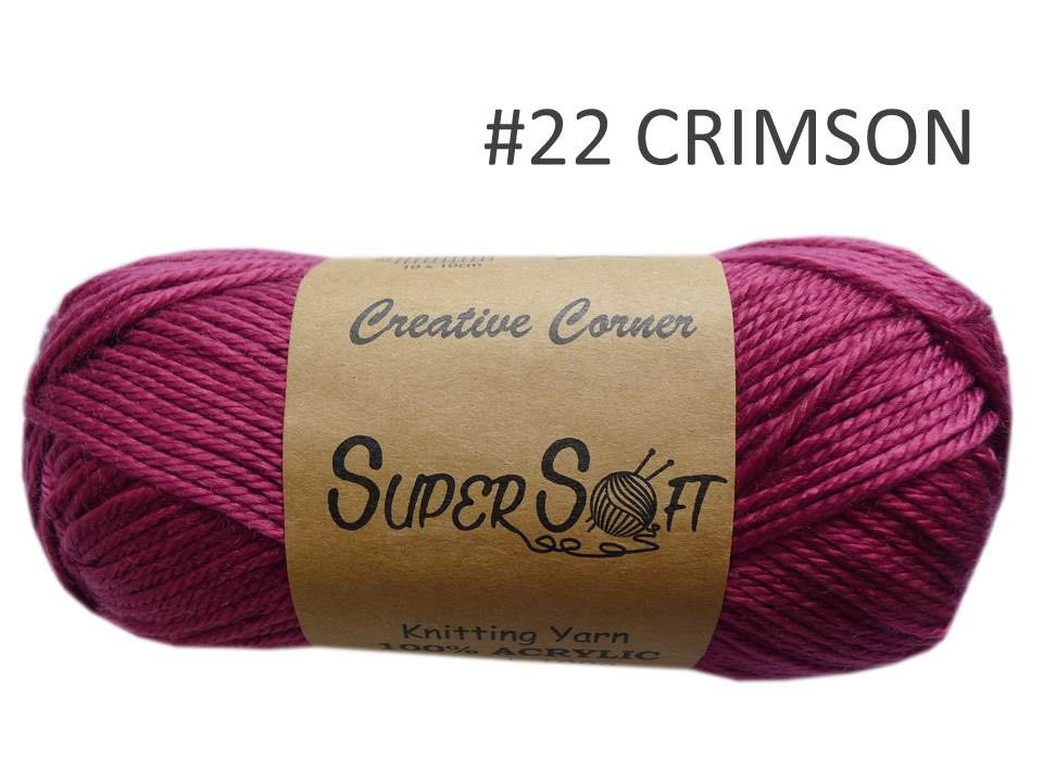 #22 CRIMSON SUPER SOFT KNITTING YARN 100% ACRYLIC. CRA20866