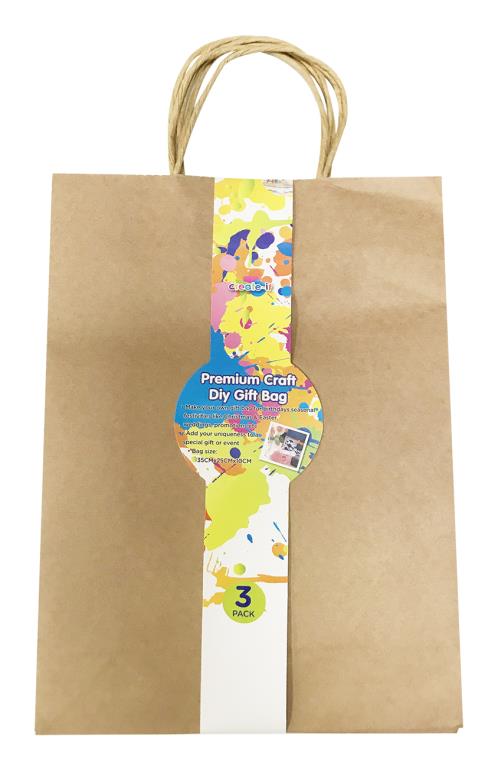 3PK Craft DIY Gift Bags - 35CM x 25CM x 10CM  DUR1641