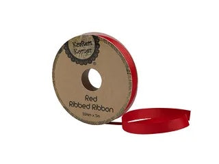 RIBBED RED RIBBON 10MMX5M. CRAFT 251377