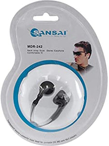 MDR242W SANSAI Stereo Ear Buds - White Available in White or Black Neck Strap