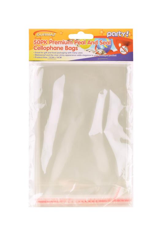 50PK Peal & Seal Cello Bags - 19CM x 12CM  DUR1804